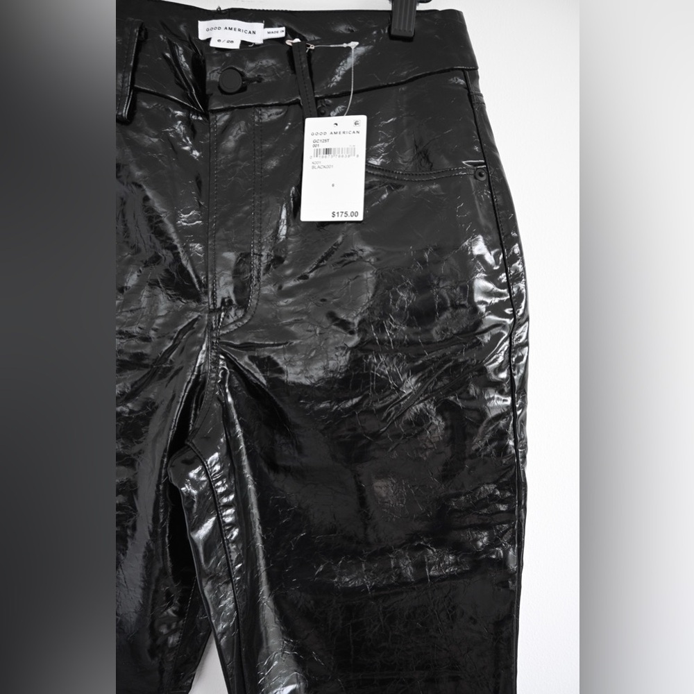 Good American "Good Classic" Textured Faux Leather Pants, New With Tags, Size 6 - Picture 8 of 11